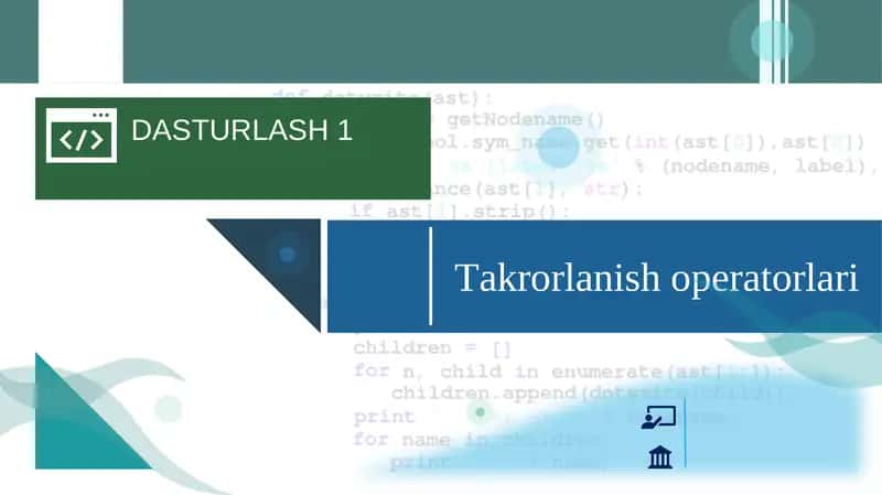 Takrorlanish operatorlari 1
