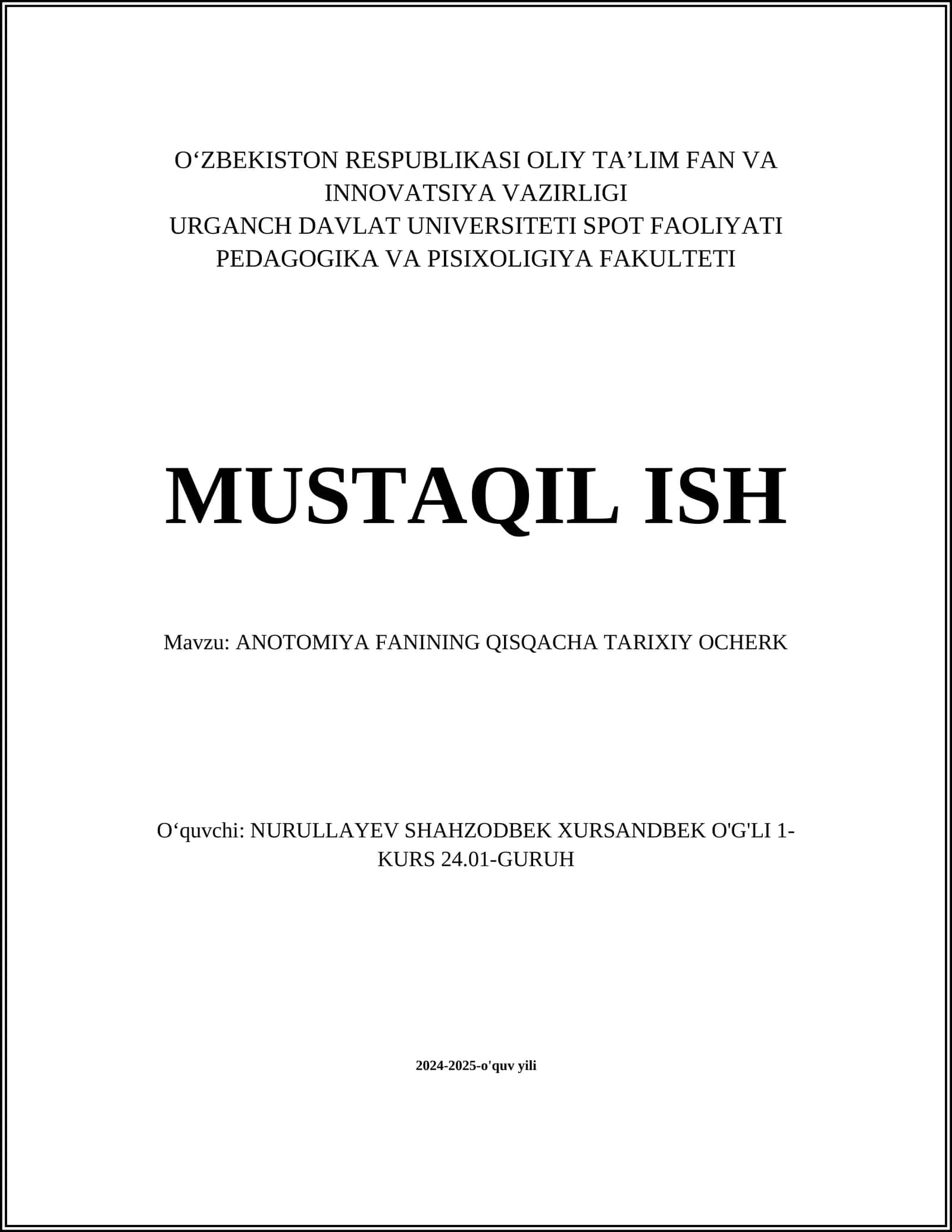ANOTOMIYA FANINING QISQACHA TARIXIY OCHERK 1