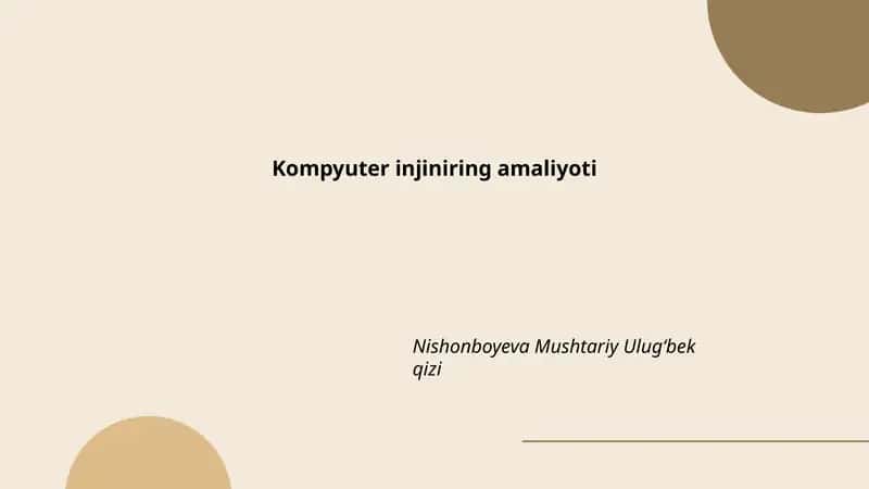 Kompyuter arxitekturasi va mikroprotsessorlar amaliyoti 1