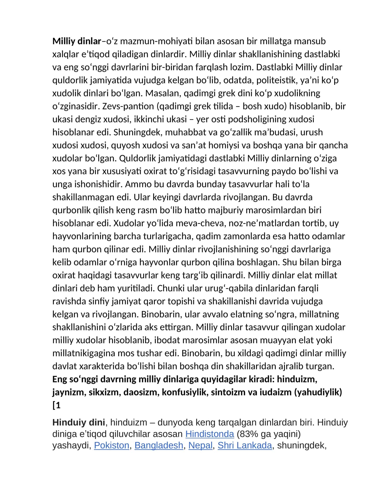 Milliy dinlar 1