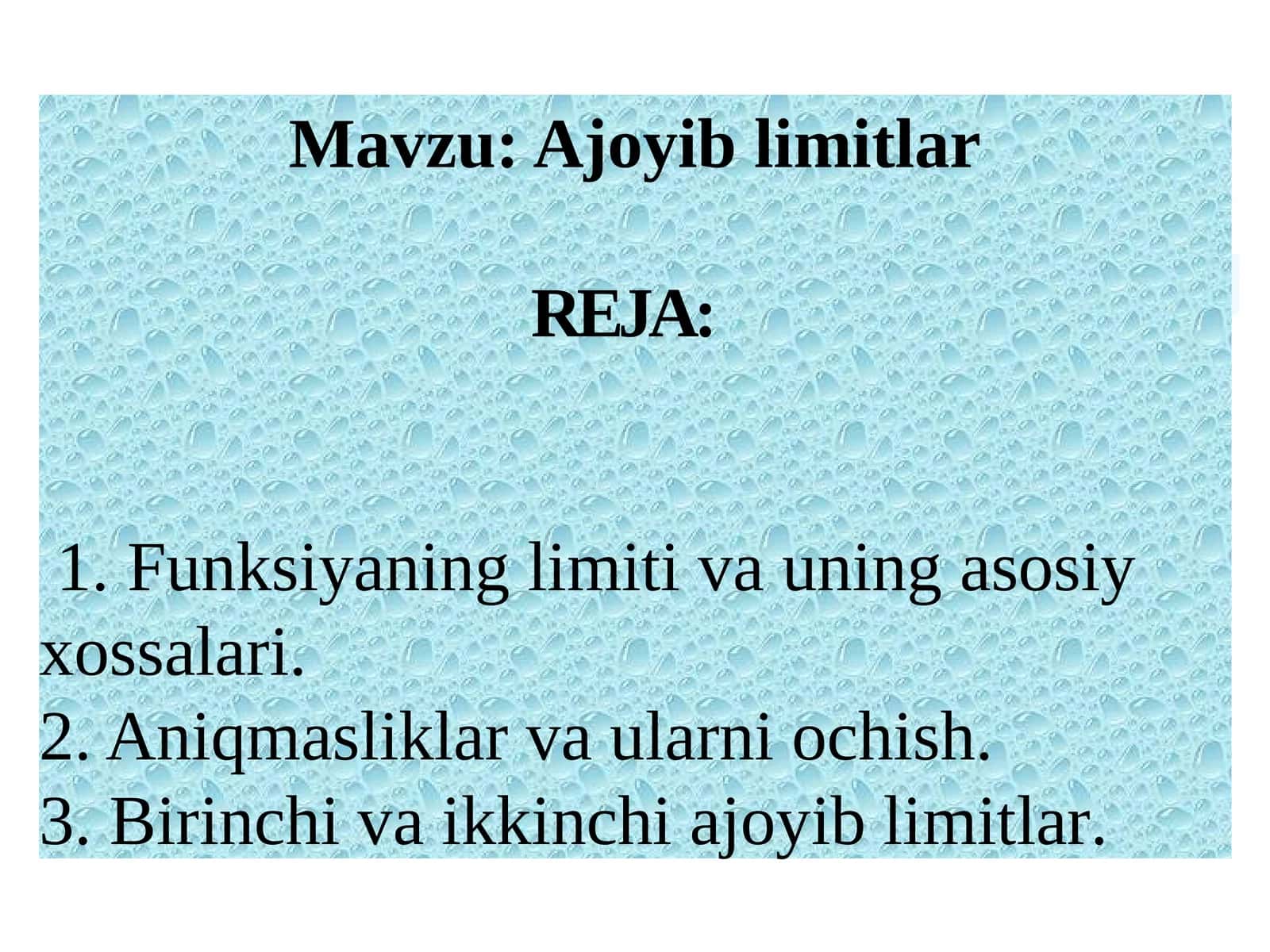Ajoyib limitlar 1