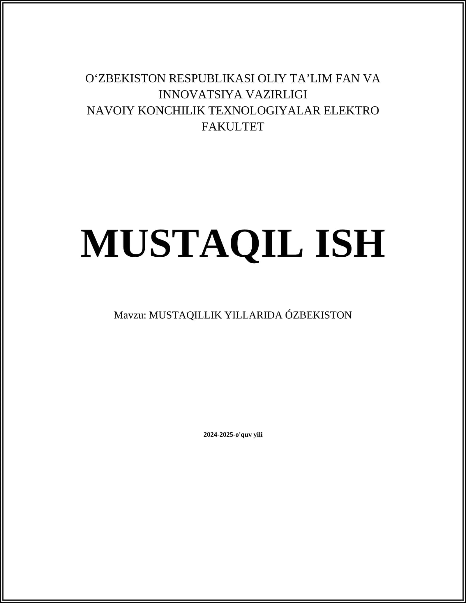 MUSTAQILLIK YILLARIDA ÓZBEKISTON 1