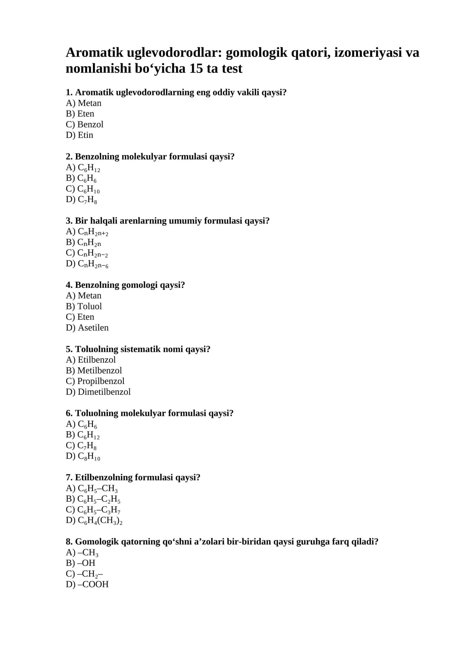 Aromatik uglevodorodlar 1