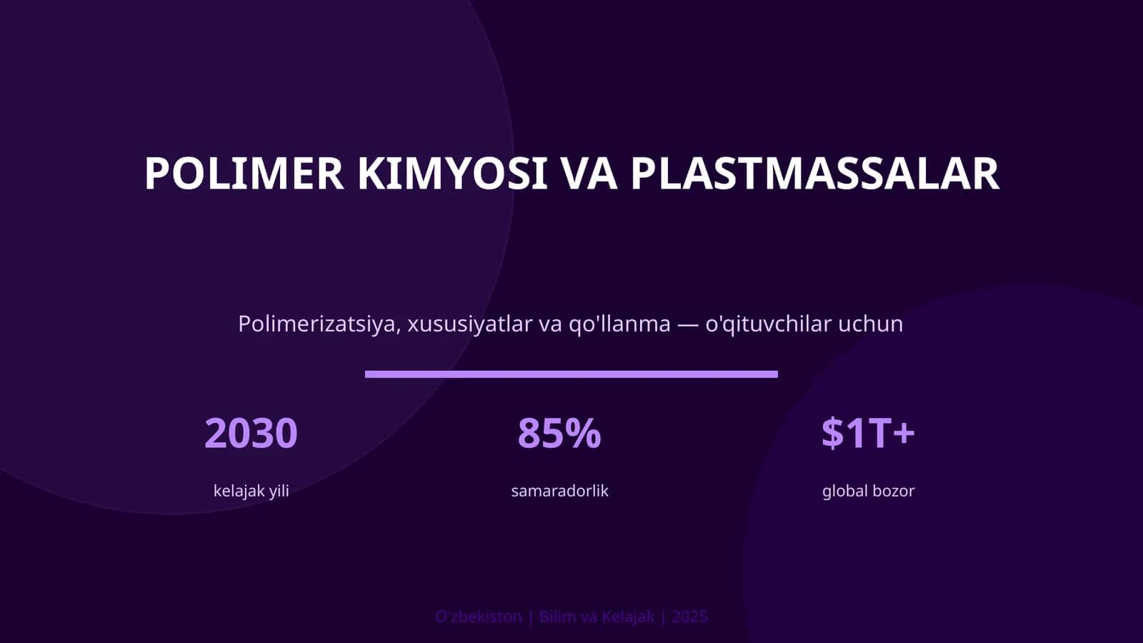 Polimer kimyosi va plastmassalar 1
