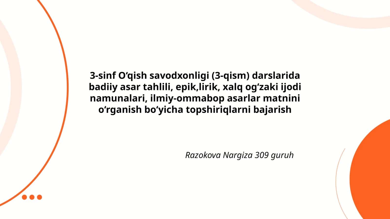 3-sinf O‘qish savodxonligi (3-qism) darslarida badiiy asar tahlili 1