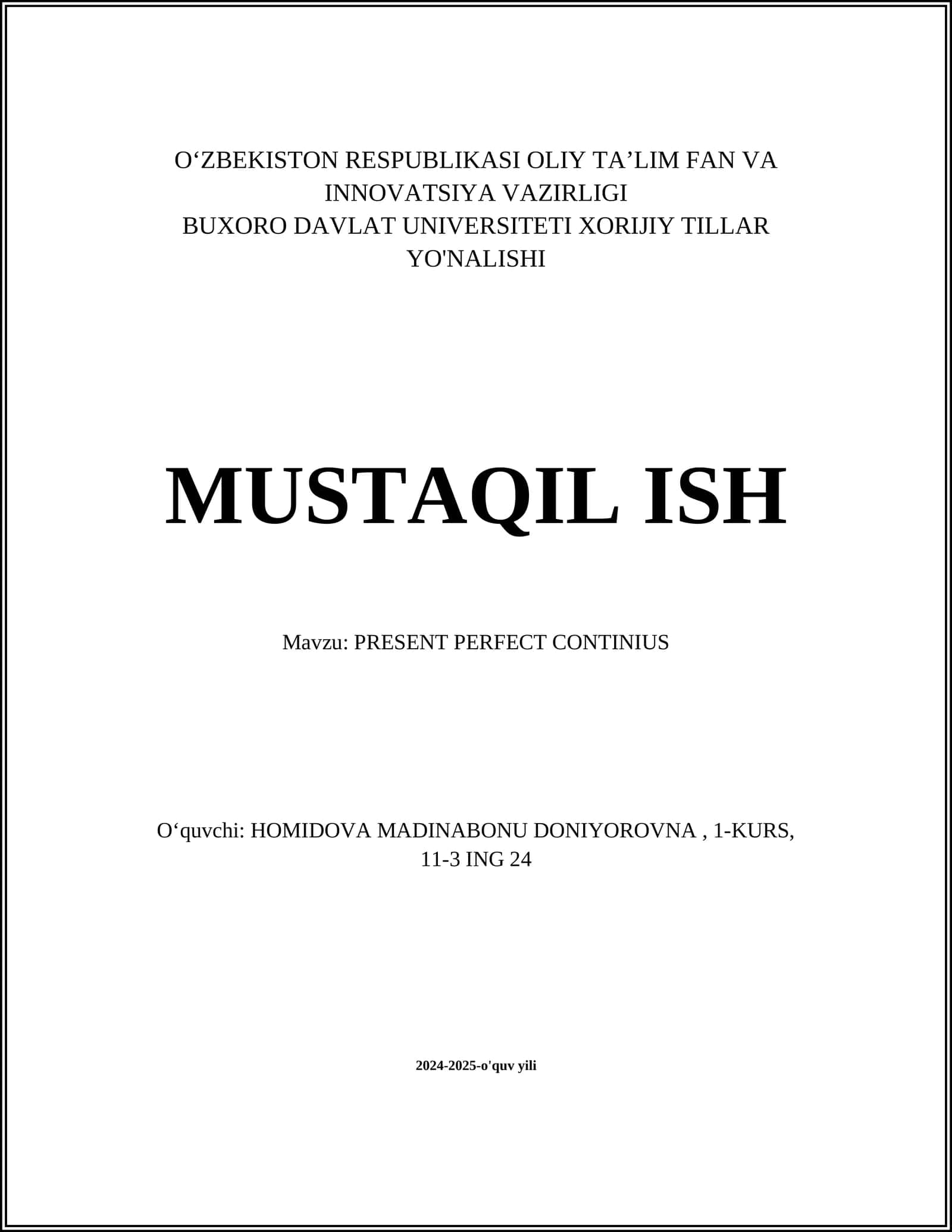 PRESENT PERFECT CONTINIUS 1