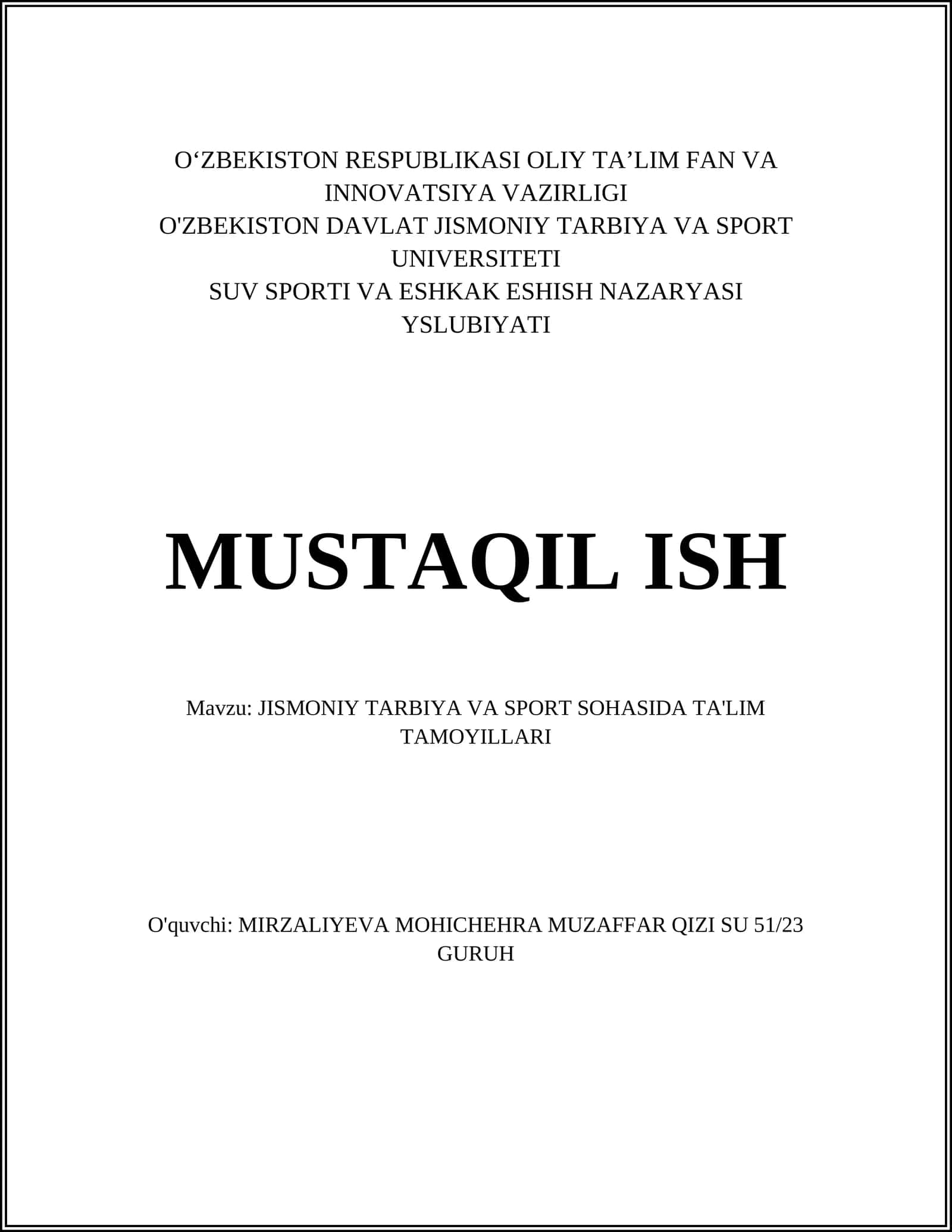 Jismoniy tarbiya va sport sohasida ta'lim tamoyillari 1