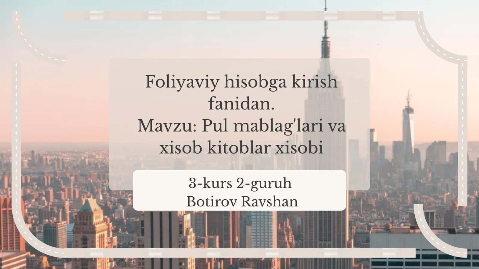 Pul mablag'larining turlari va qo'llanilishi 1
