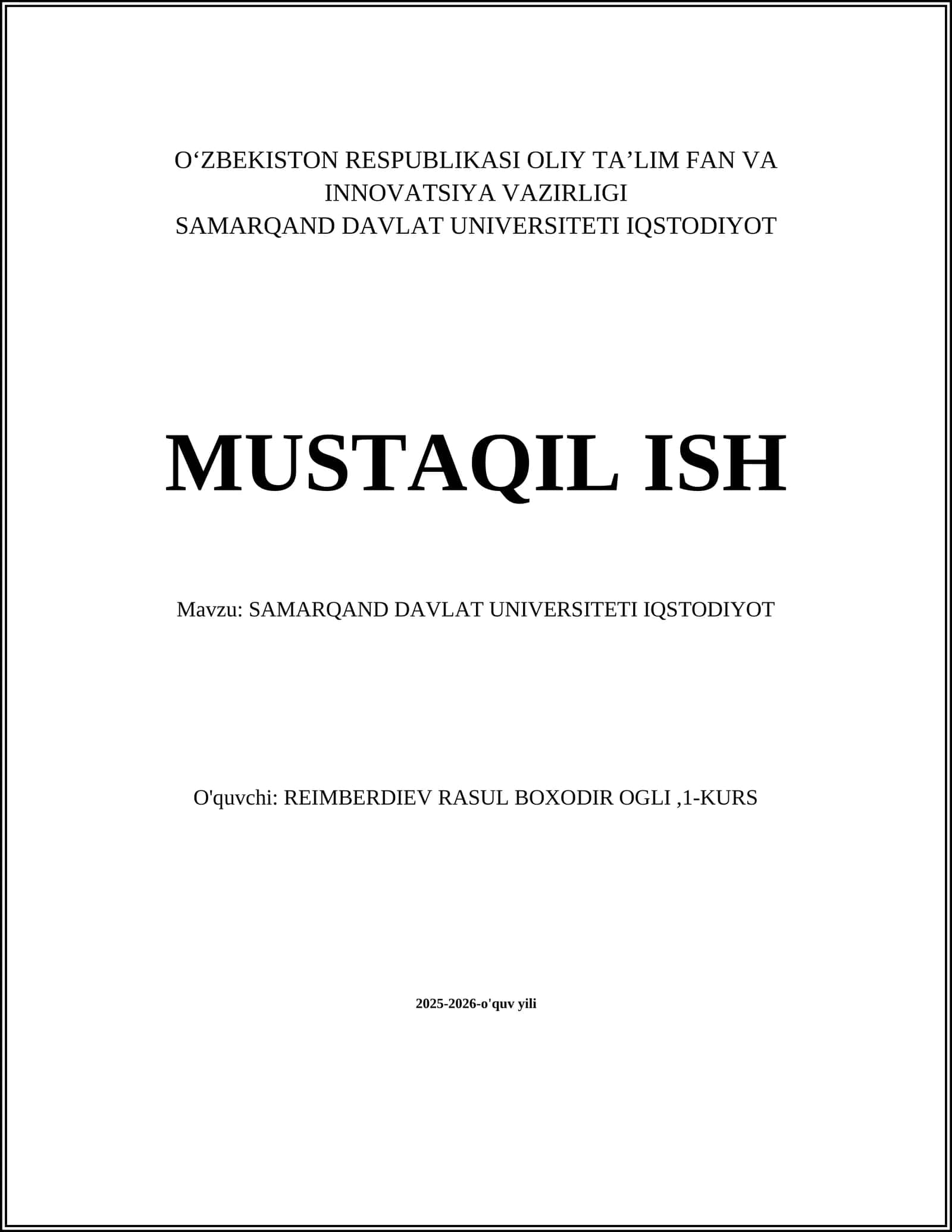 SAMARQAND DAVLAT UNIVERSITETI IQSTODIYOT 1