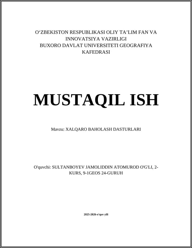 Xalqaro Baholash Dasturlari 1