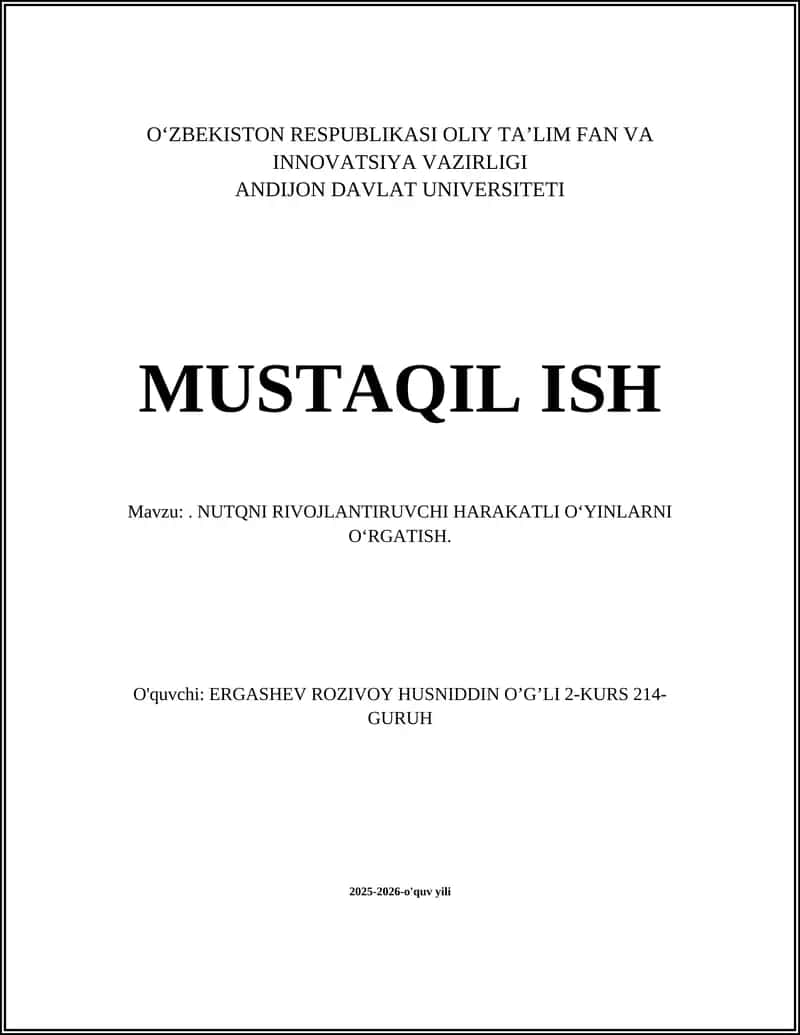 Nutqni rivojlantiruvchi harakatli o‘yinlarni o‘rgatish 1