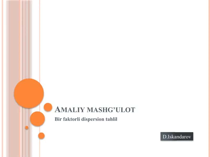 Birfaktorli dispersion tahlil 1