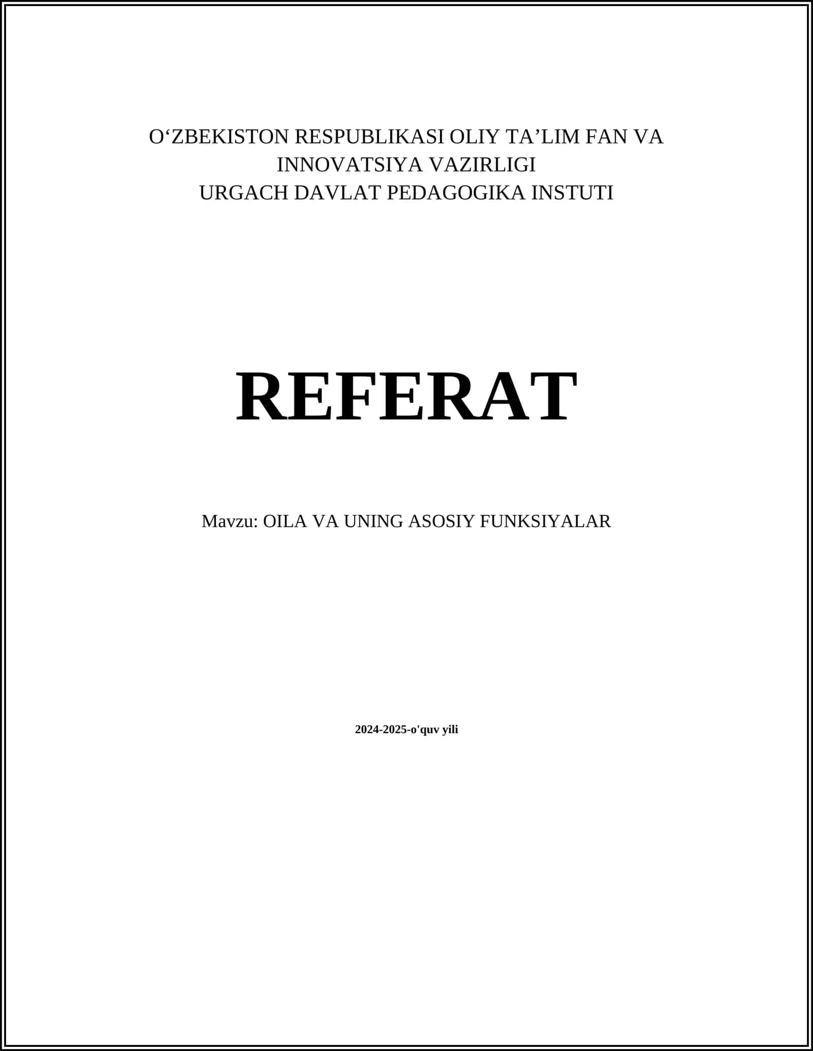 OILA VA UNING ASOSIY FUNKSIYALAR 1