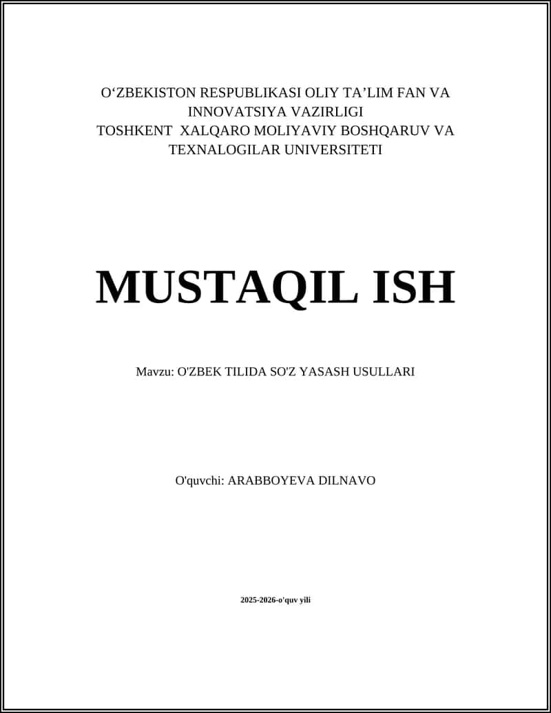 O'ZBEK TILIDA SO'Z YASASH USULLARI 1