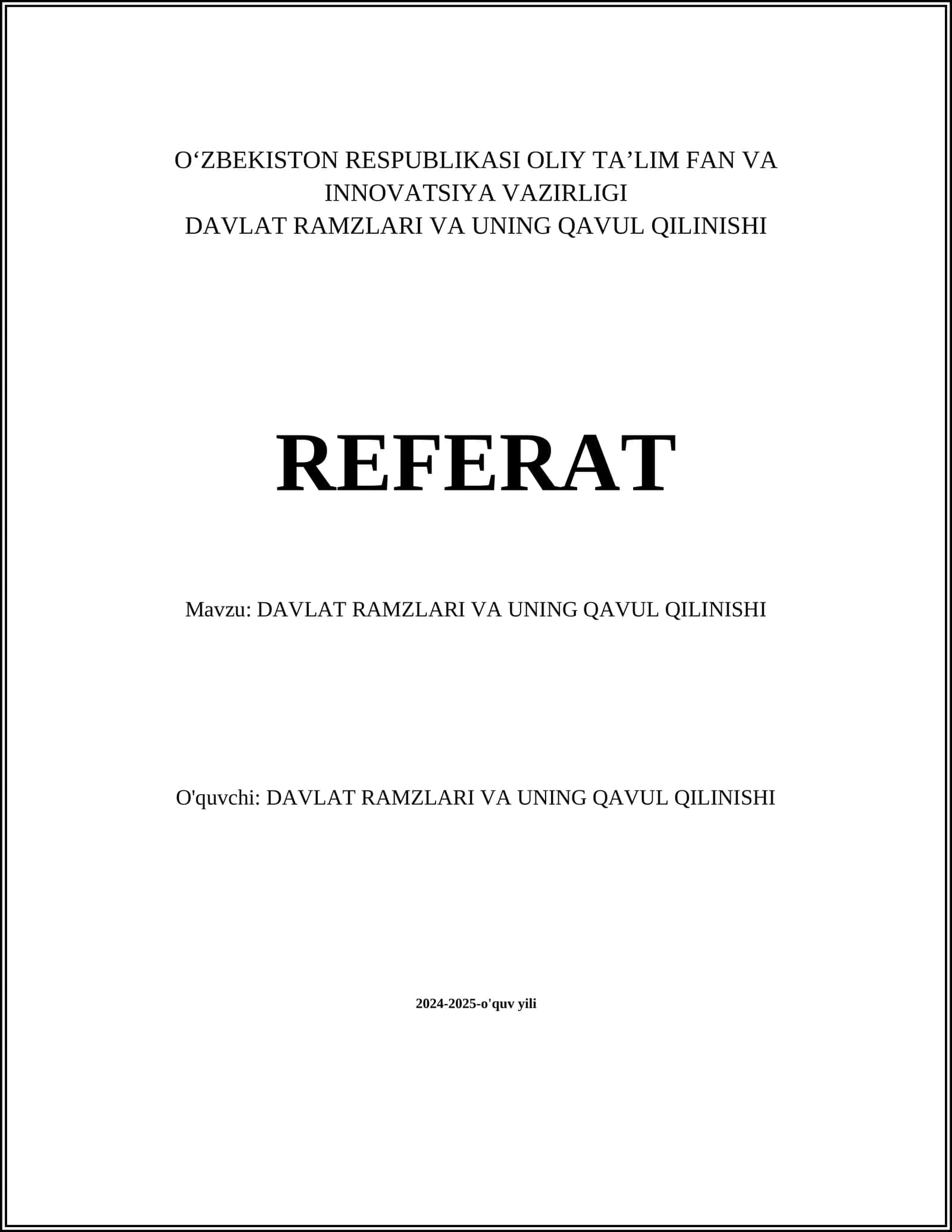 DAVLAT RAMZLARI VA UNING QAVUL QILINISHI 1