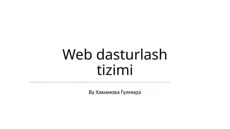 Web dasturlash tizimi 1