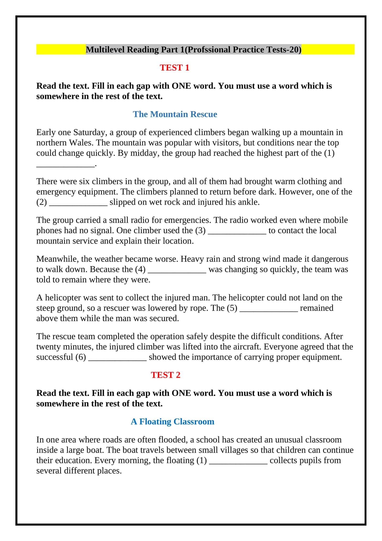 Multilevel reading part 1 1