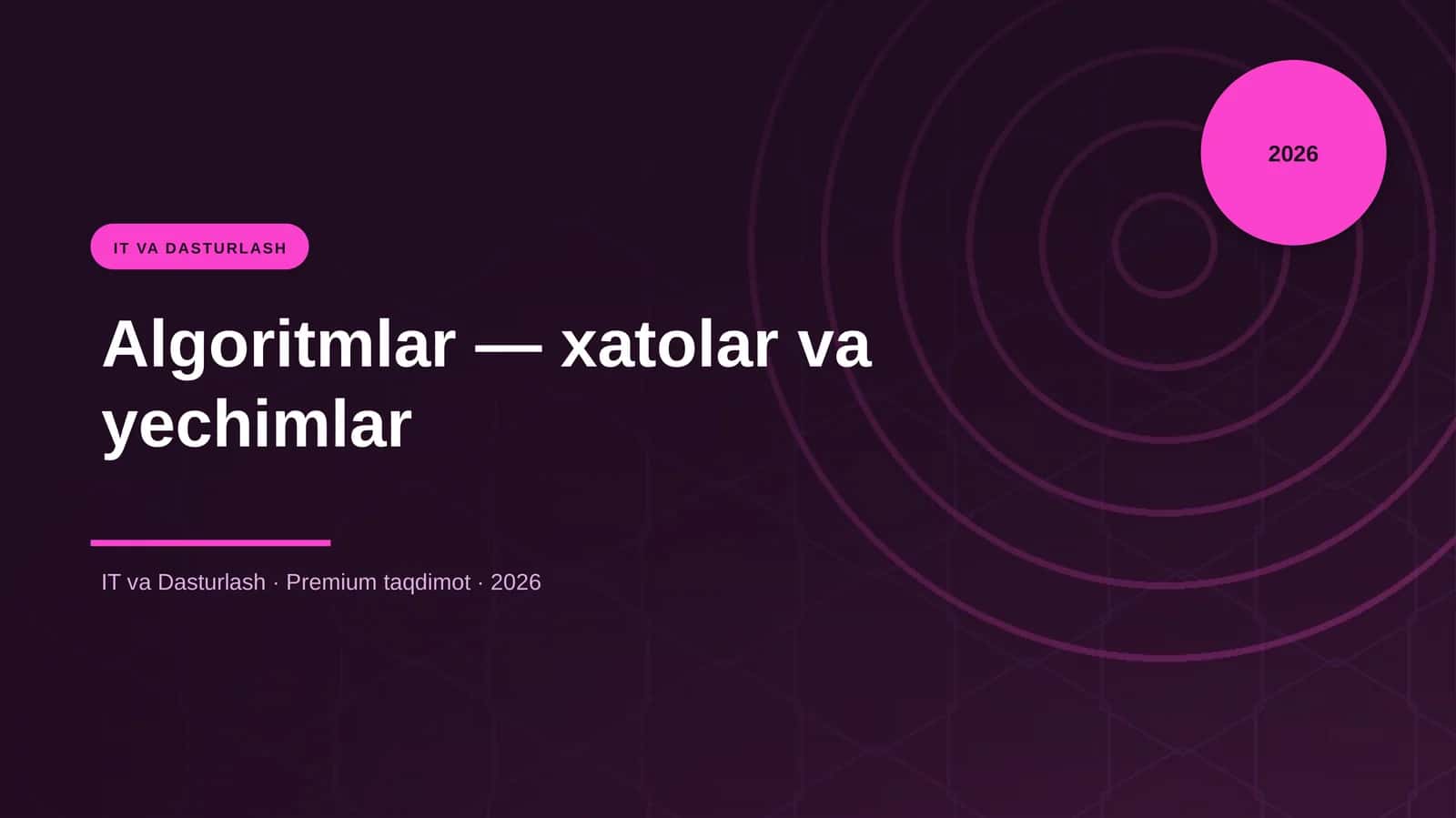Algoritmlar — xatolar va yechimlar 1