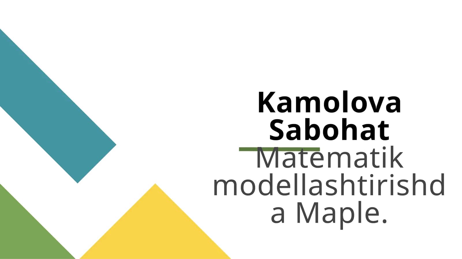 Matematik Modellashtirishda Maple 1