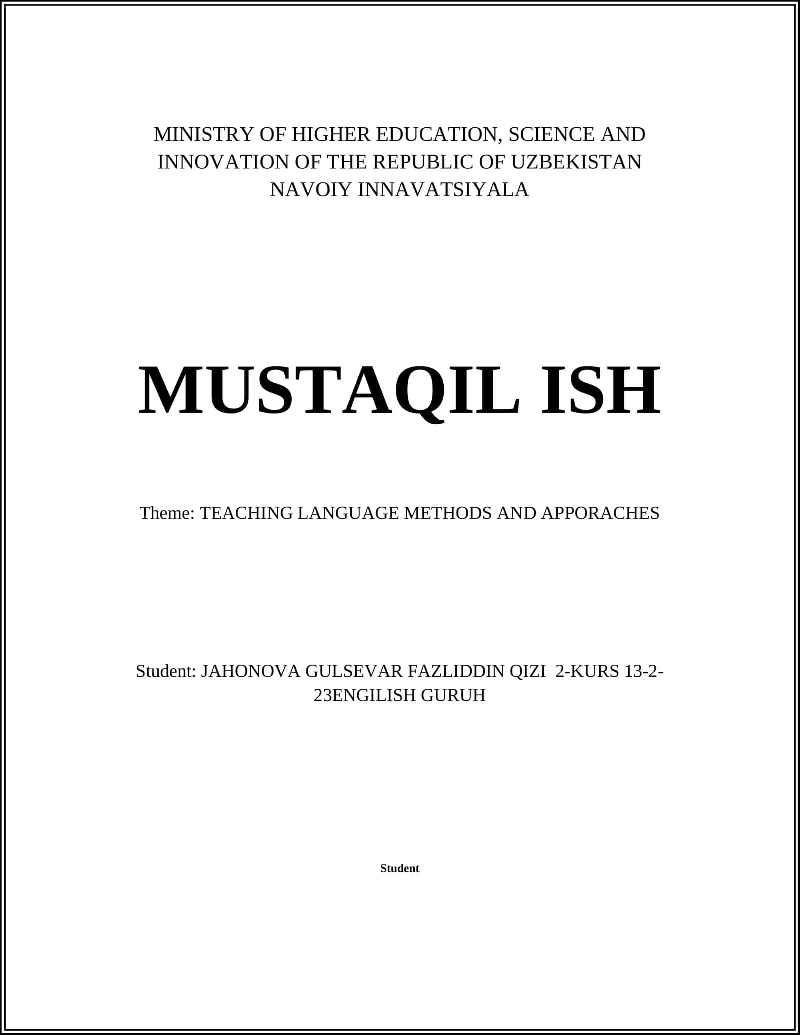 TEACHING LANGUAGE METHODS AND APPORACHES 1