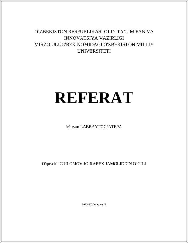 LABBAYTOG‘ATEPA 1