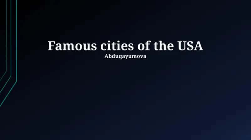 Key U.S. Cities: An Overview 1