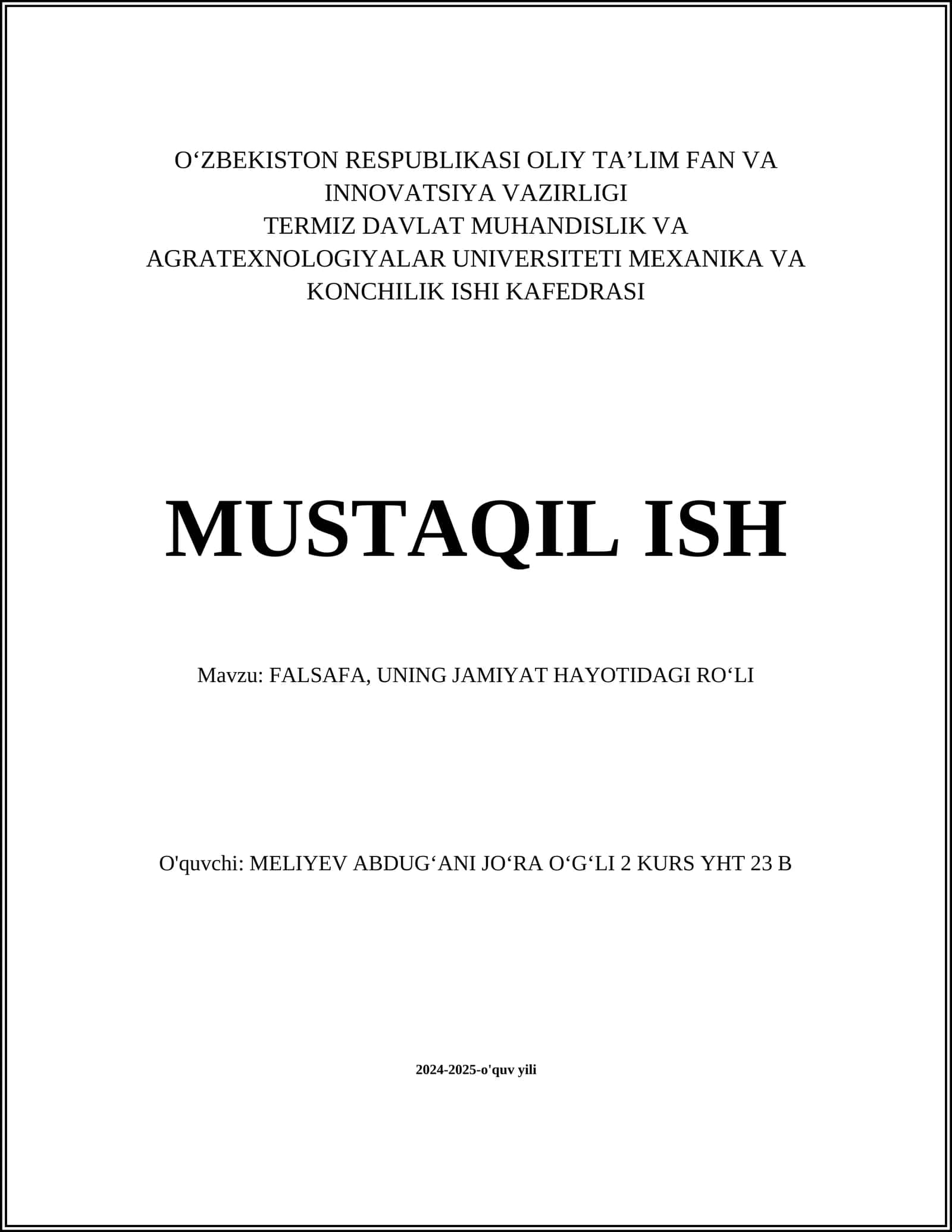 FALSAFA, UNING JAMIYAT HAYOTIDAGI RO‘LI 1