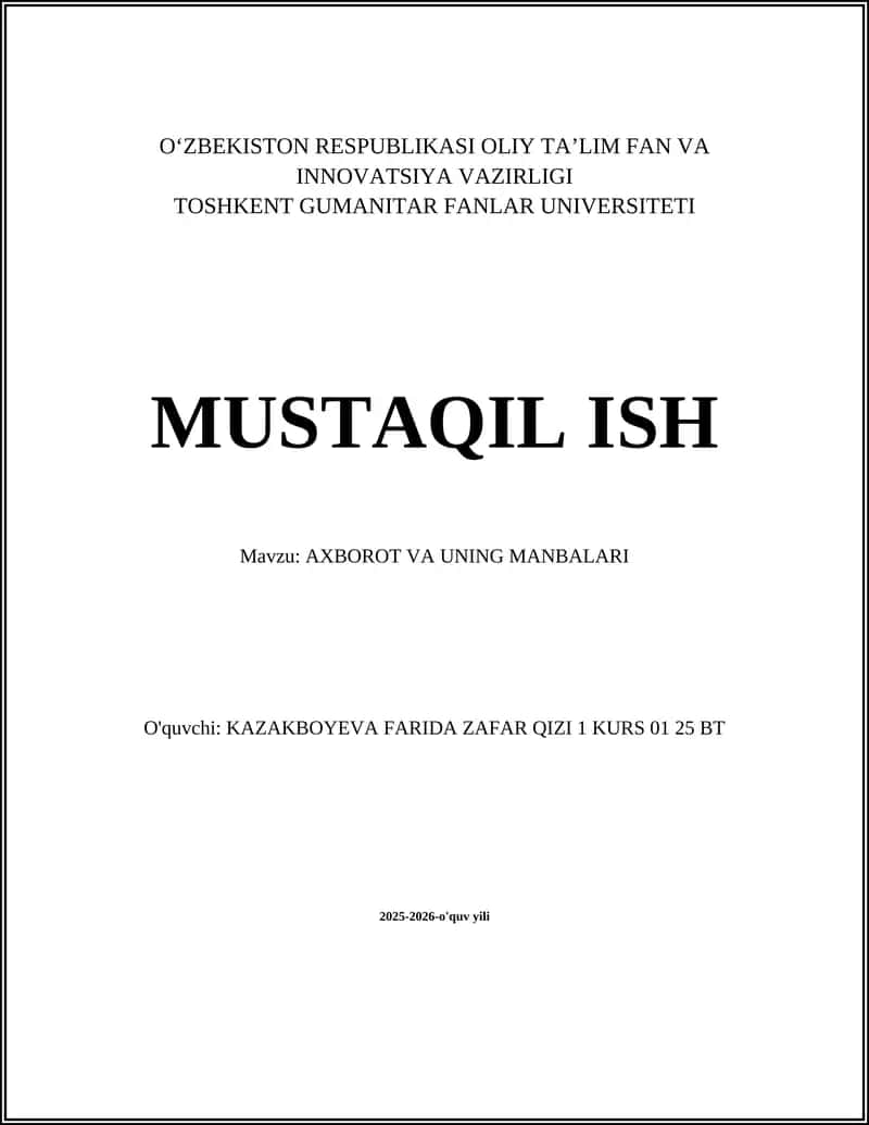 AXBOROT VA UNING MANBALARI 1
