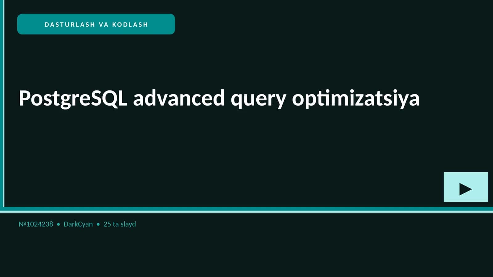 PostgreSQL advanced query optimizatsiya 1