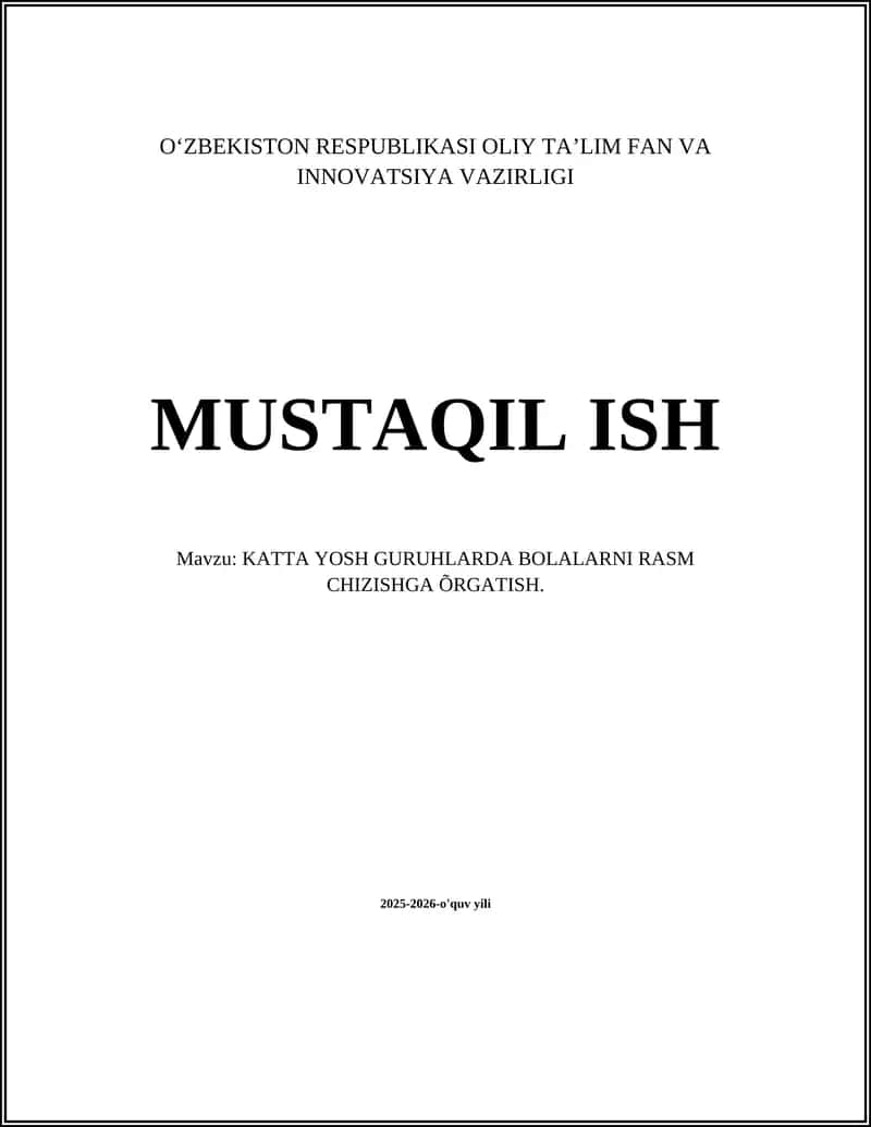 KATTA YOSH GURUHLARDA BOLALARNI RASM CHIZISHGA ÕRGATISH 1