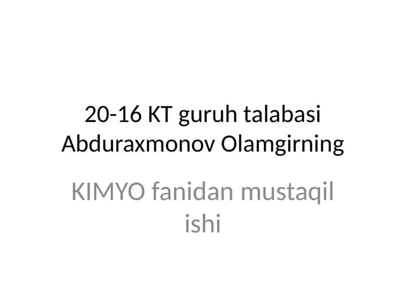 «Kislorod» elementi 1