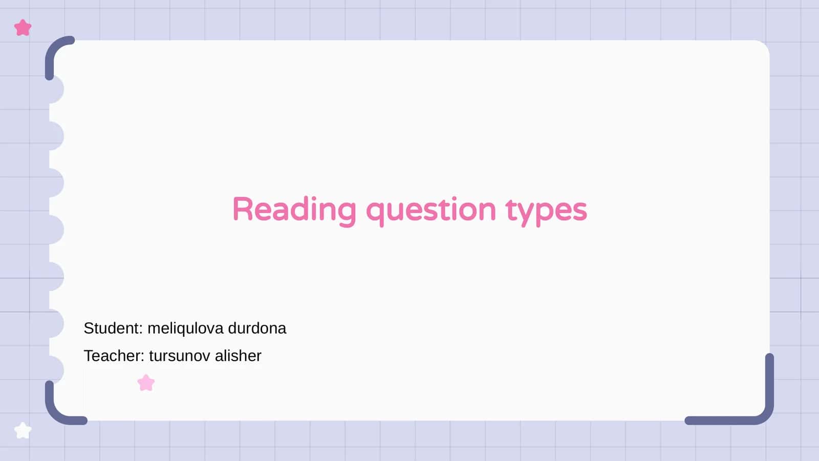 Reading question types 1