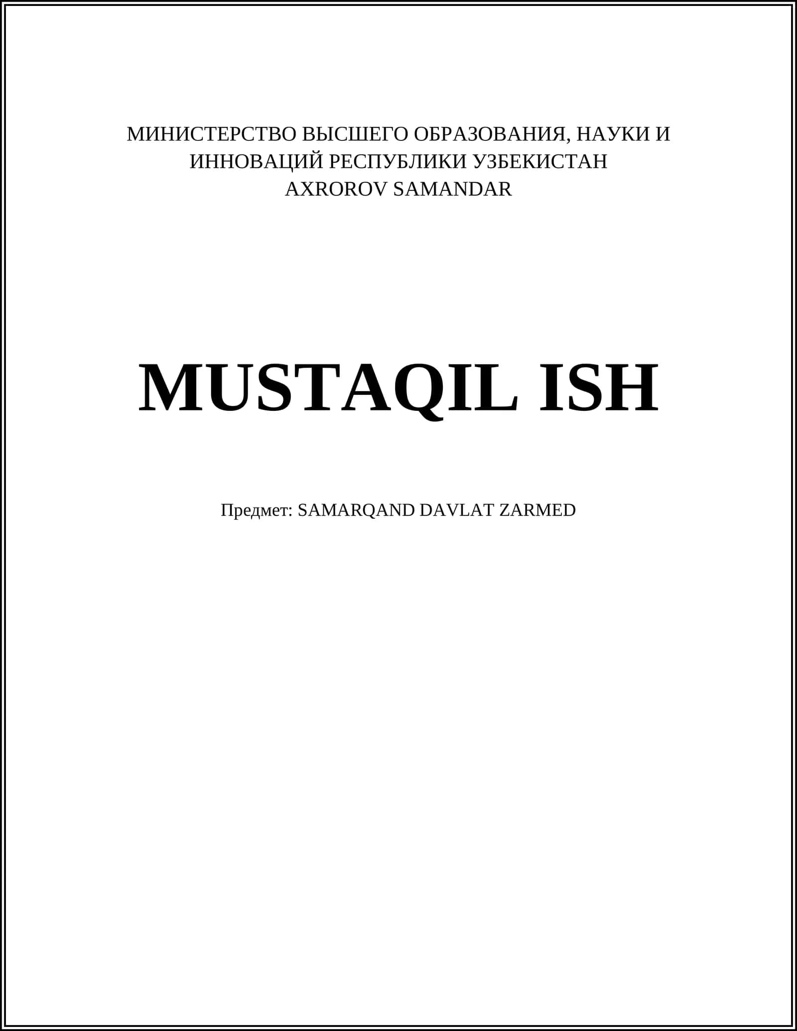 SAMARQAND DAVLAT ZARMED 1