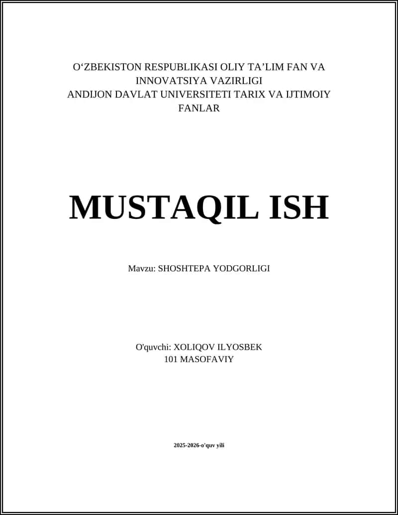 SHOSHTEPA YODGORLIGI 1