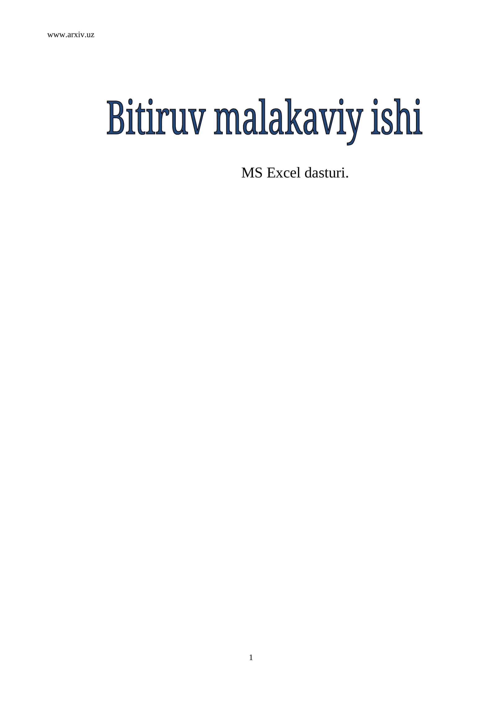 MS Excel dasturi 1