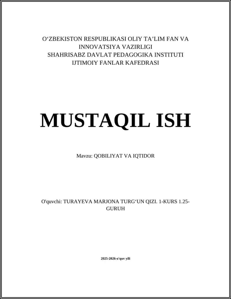 QOBOILIYAT VA IQTIDOR 1