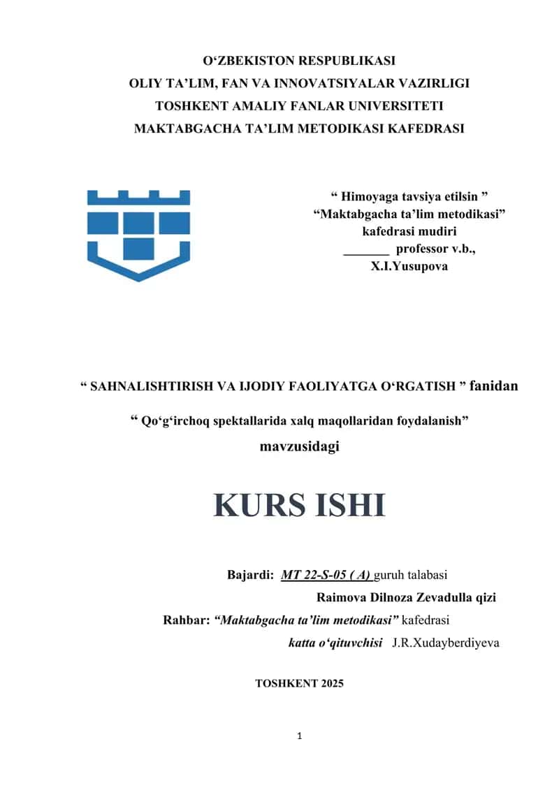 Qoʻgʻirchoq spektallarida xalq maqollaridan foydalanish 1