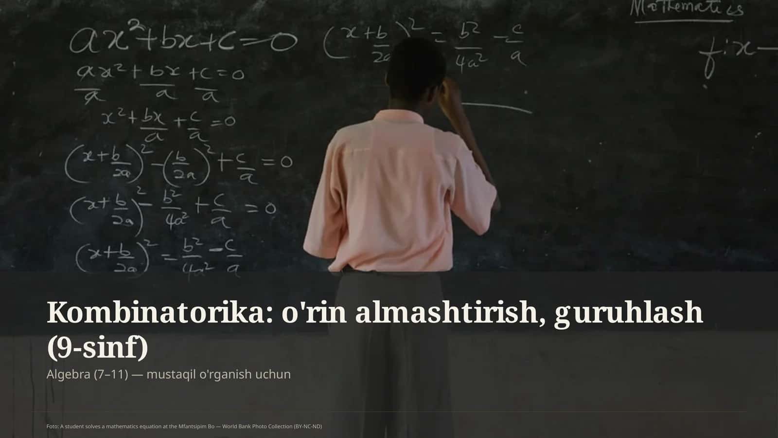 Kombinatorika: o'rin almashtirish, guruhlash (9-sinf) 1