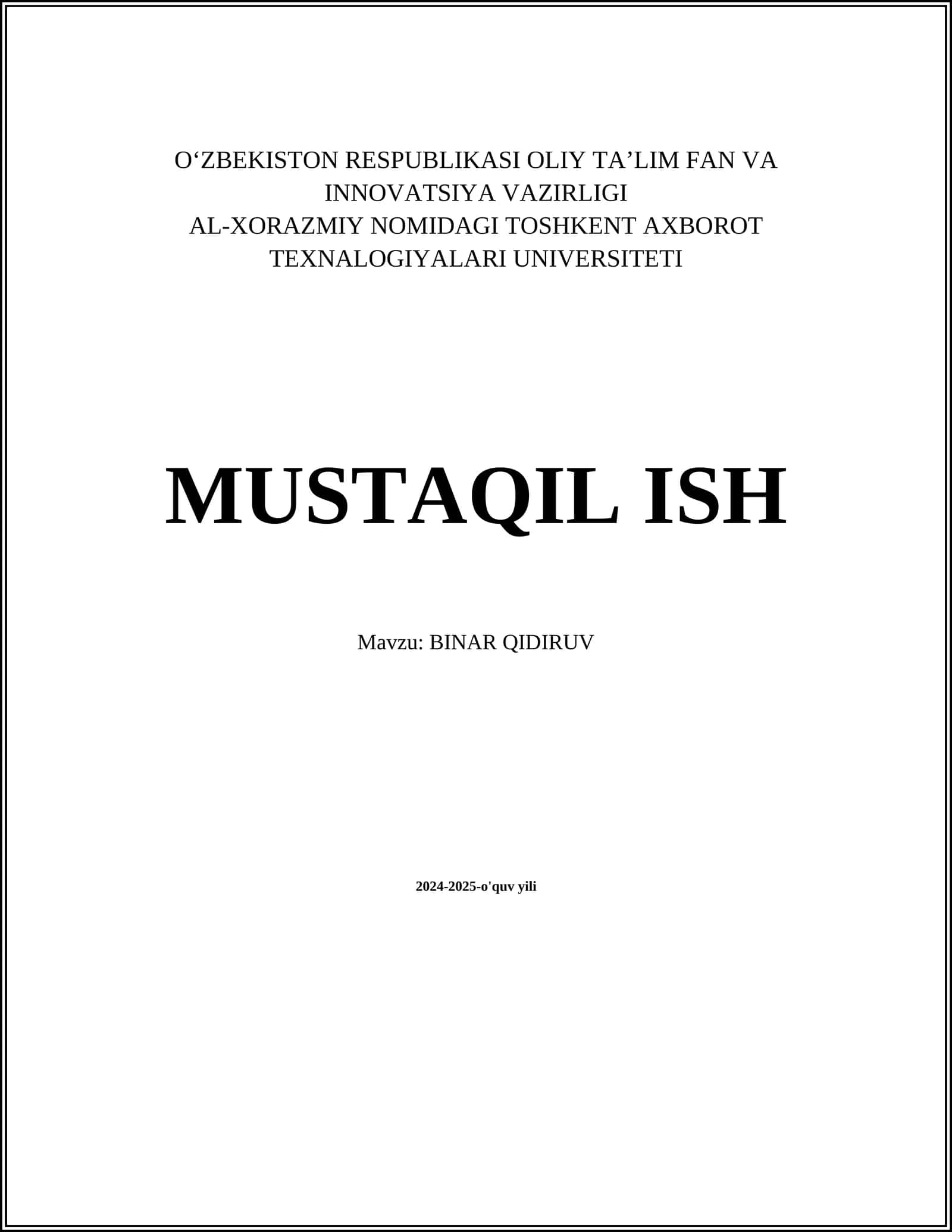 BINAR QIDIRUV 1