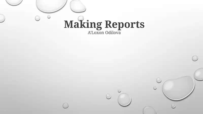 Making Reports 1