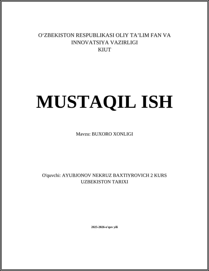 BUXORO XONLIGI 1