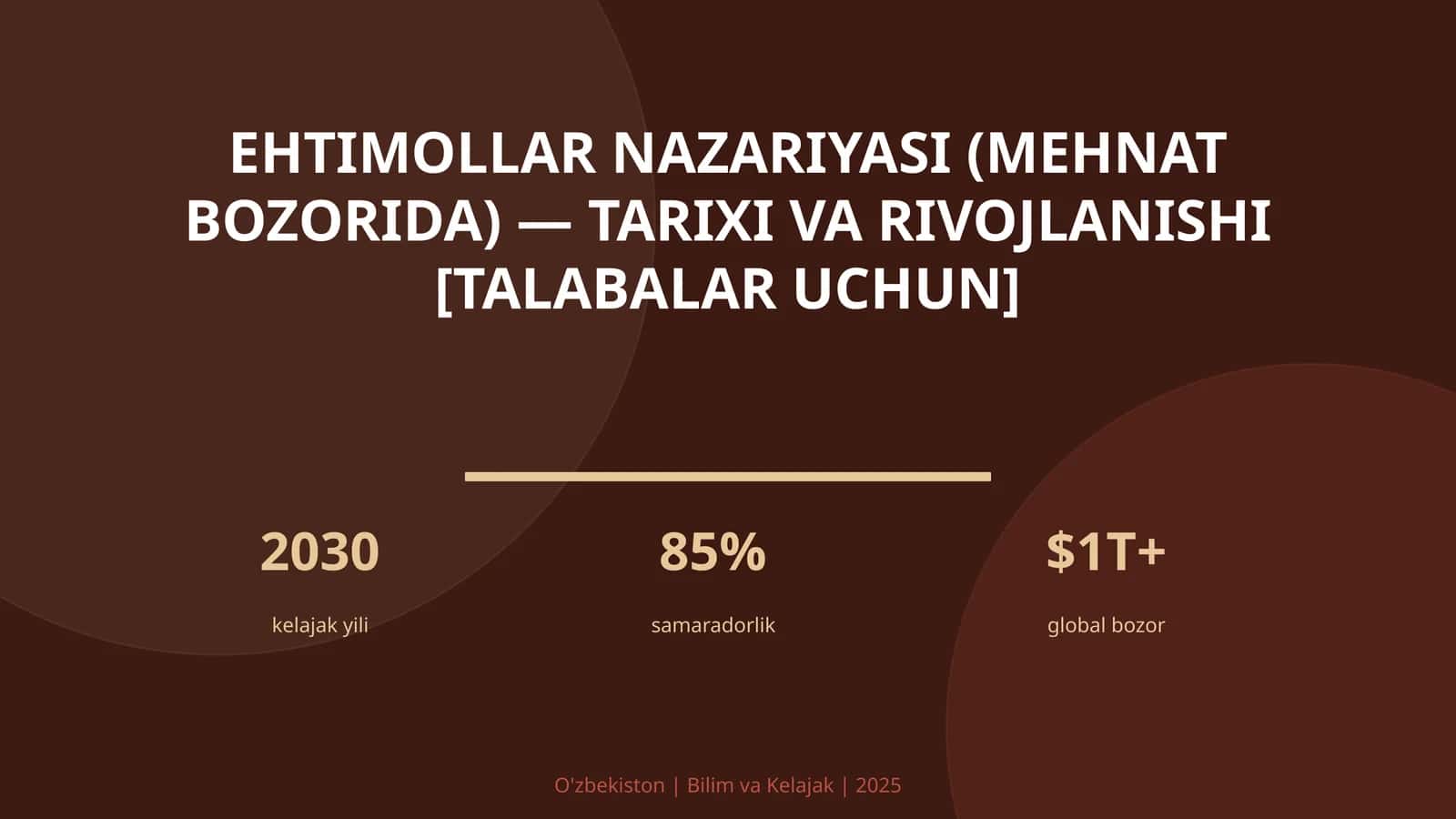 Ehtimollar Nazariyasi (Mehnat Bozorida) - Tarixi va Rivojlanishi [Talabalar Uchun] 1