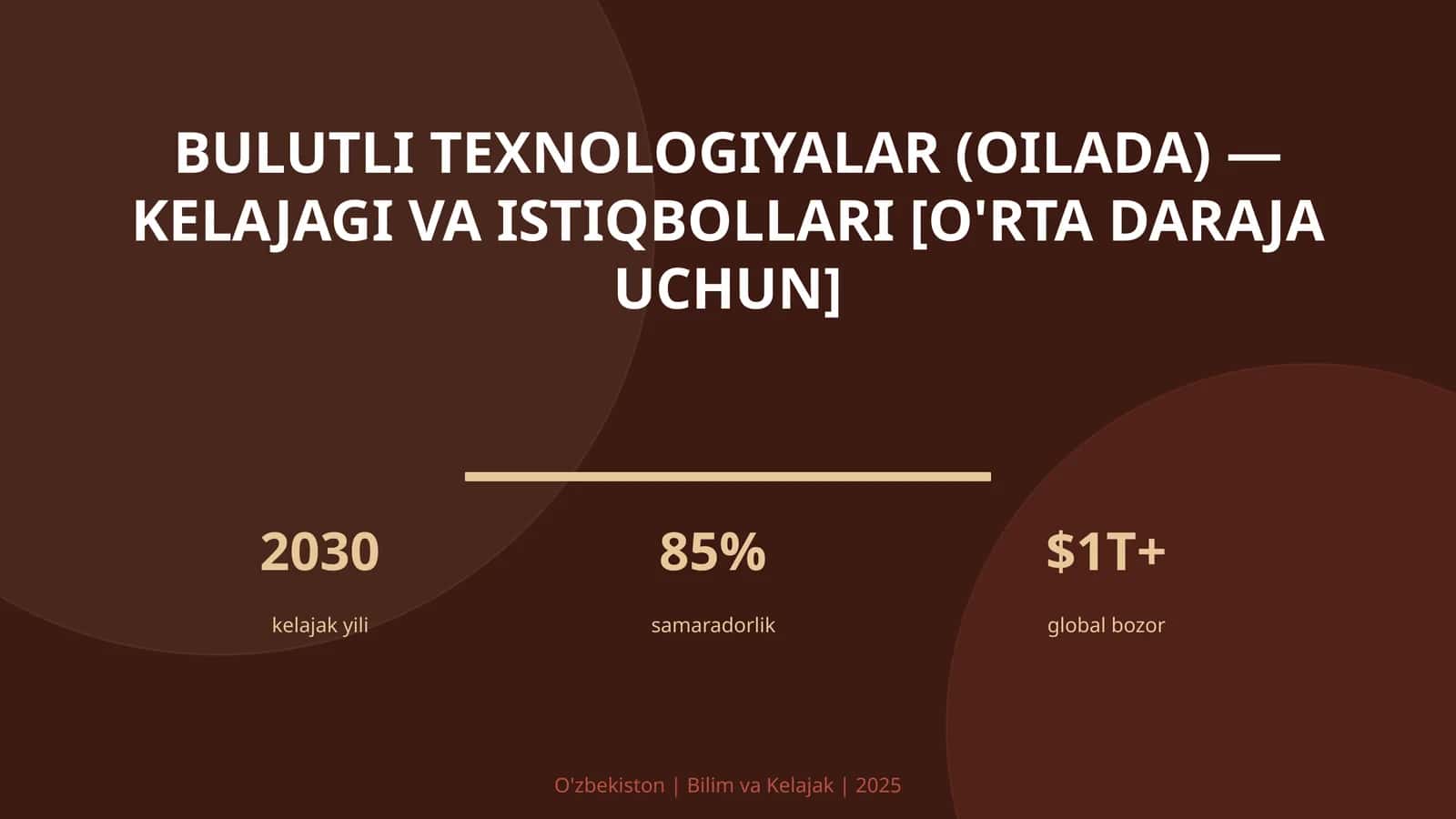 Bulutli texnologiyalar (oilada) — kelajagi va istiqbollari [o'rta daraja uchun] 1