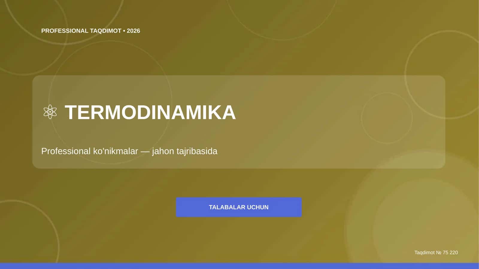 Termodinamika: professional ko'nikmalar 1