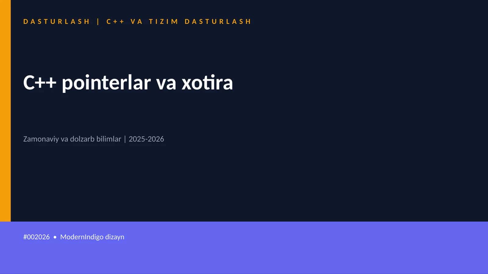 C++ pointerlar va xotira 1