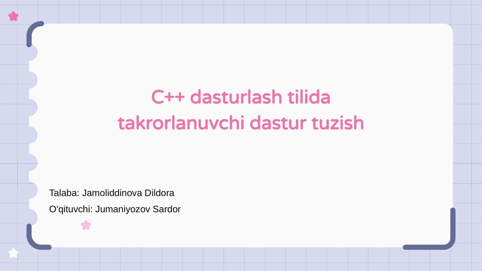 C++ dasturlash tilida takrorlanuvchi dastur tuzish 1