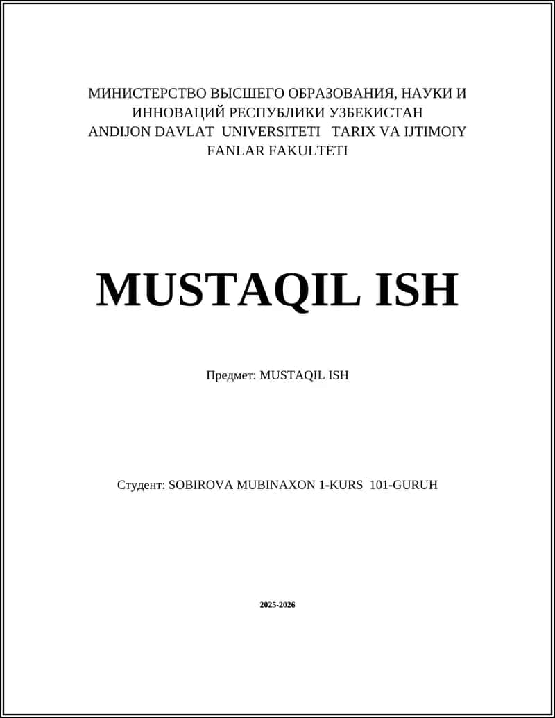 MUSTAQIL ISH 1