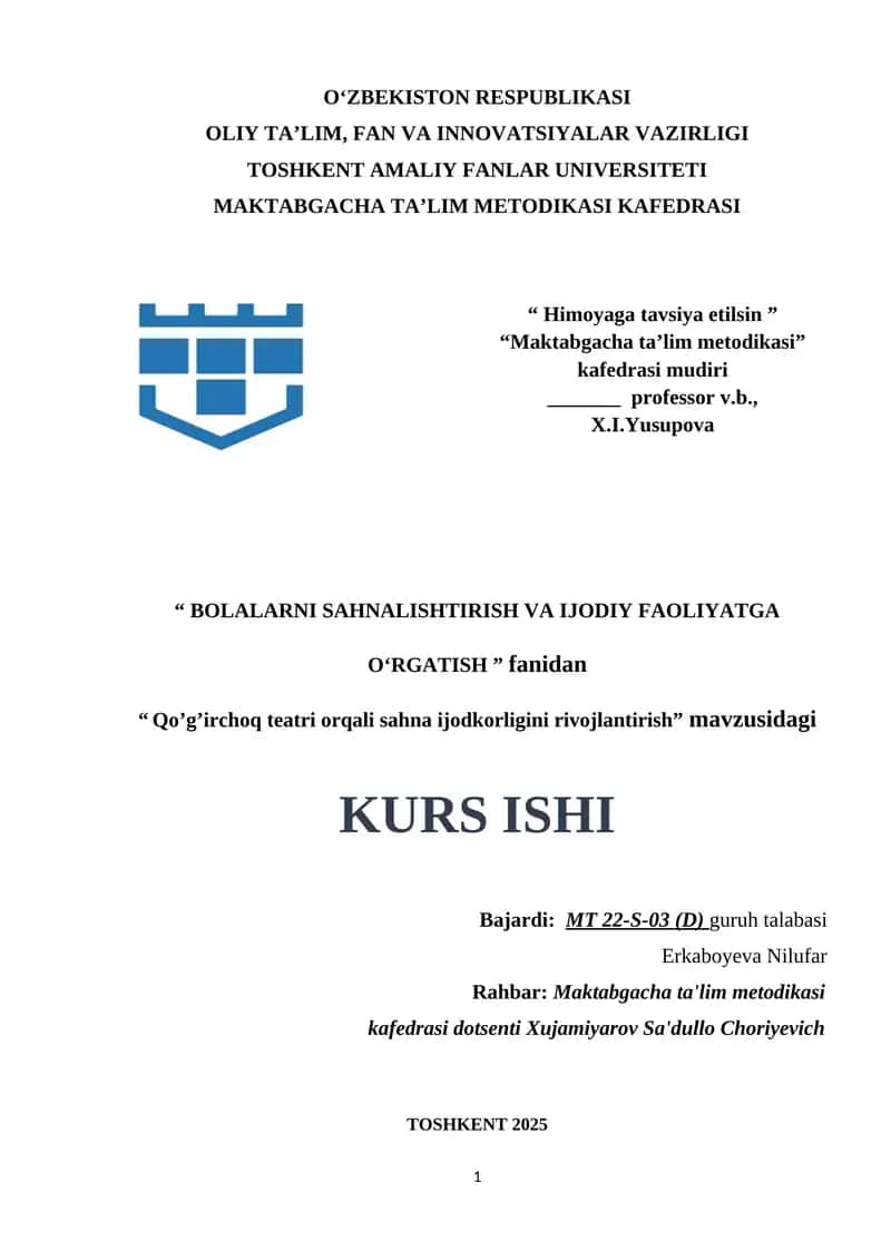 Qo’g’irchoq teatri orqali sahna ijodkorligini rivojlantirish 1