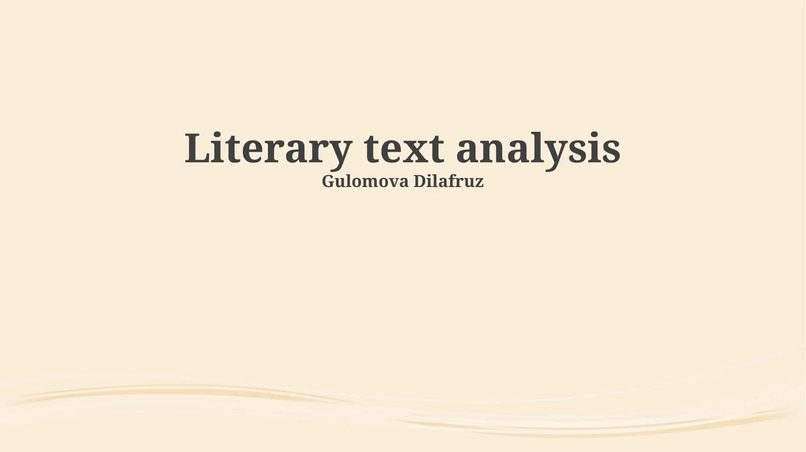 Literary text analysis 1