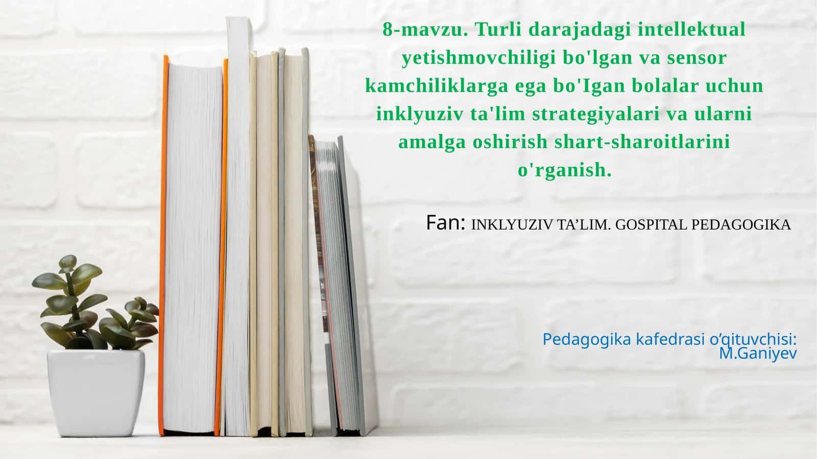 Turli darajadagi intellektual yetishmovchiligi bo'lgan va sensor kamchiliklarga ega bo'Igan bolalar uchun inklyuziv ta'lim strategiyalari va ularni amalga oshirish shart-sharoitlari 1